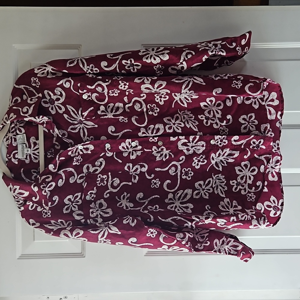 New Port News Long sleeve button down Silk Blouse